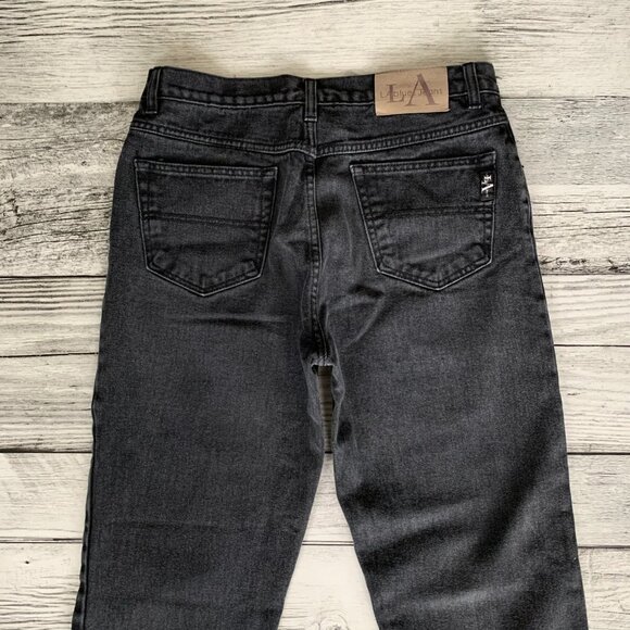 Vintage 90s LA Blues Faded Washed Black Denim Tapered Straight Leg Jeans - Picture 4 of 11